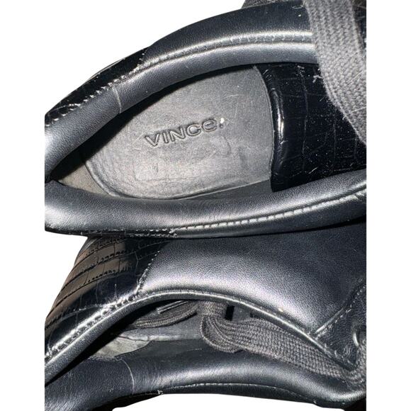 Vince. Black Leather Lace Up Sneakers US Womens Size 8 New without Tag / Box - Picture 7 of 8